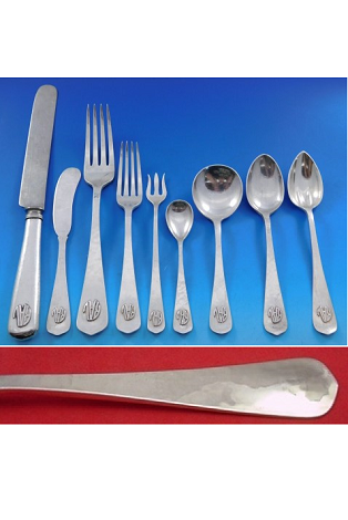 Lebolt Sterling Silver Flatware Set Hand Wrought Chicago 62 pcs Dinner